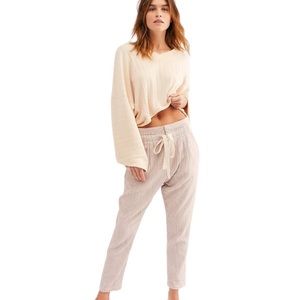 Free People “Light At Sunrise” Beige Striped Ankle Pants-Size 2